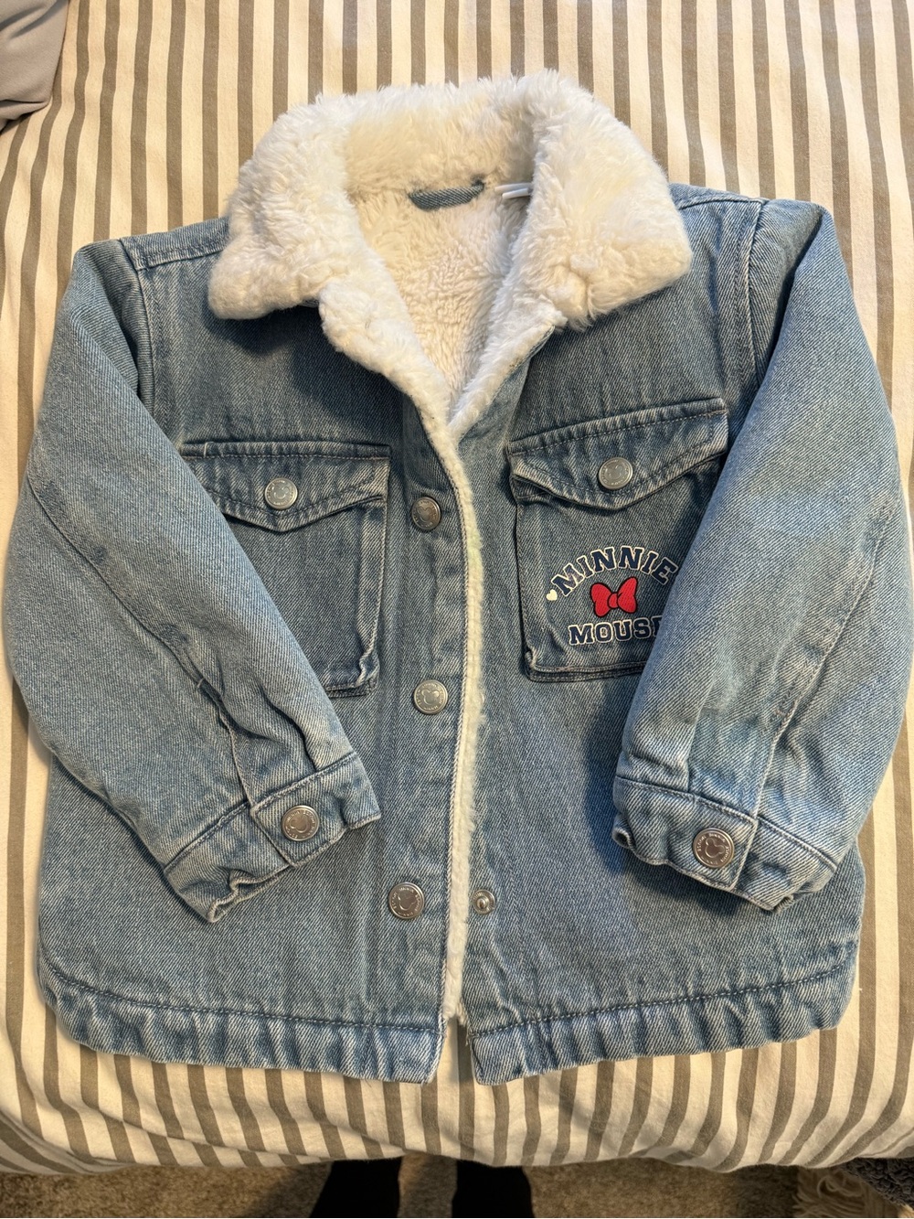 Disney Light Blue Denim Jacket with White Sherpa Lining